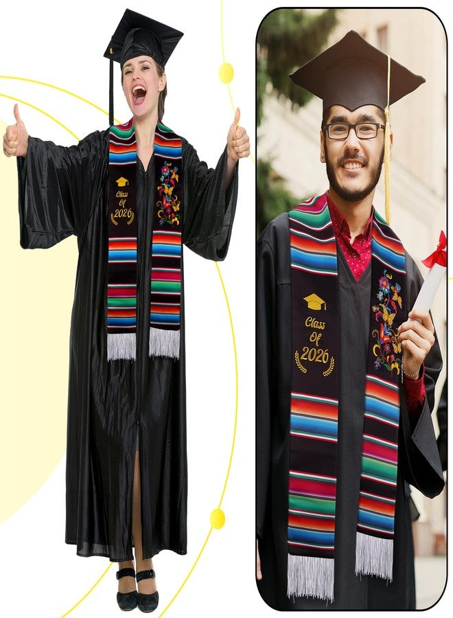 Halfchet Class of 2026 Mexican Graduation Stole 72'' Hispanic Embroidery Mexico Graduation Sash Sarape for Graduation 2026(Classic) - Image 3